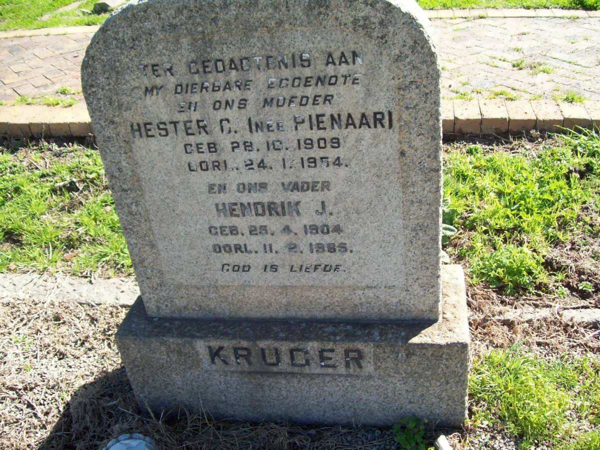 KRUGER Hendrik J. 1904-1985 &amp; Hester C. PIENAAR 1909-1954