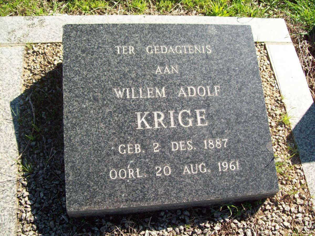KRIGE Willem Adolf 1887-1961