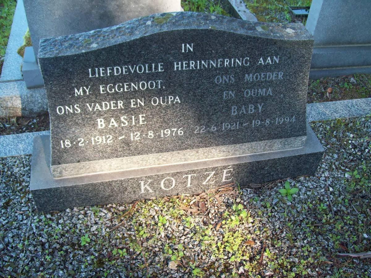 KOTZé Basie 1912-1976 &amp; Baby 1921-1994