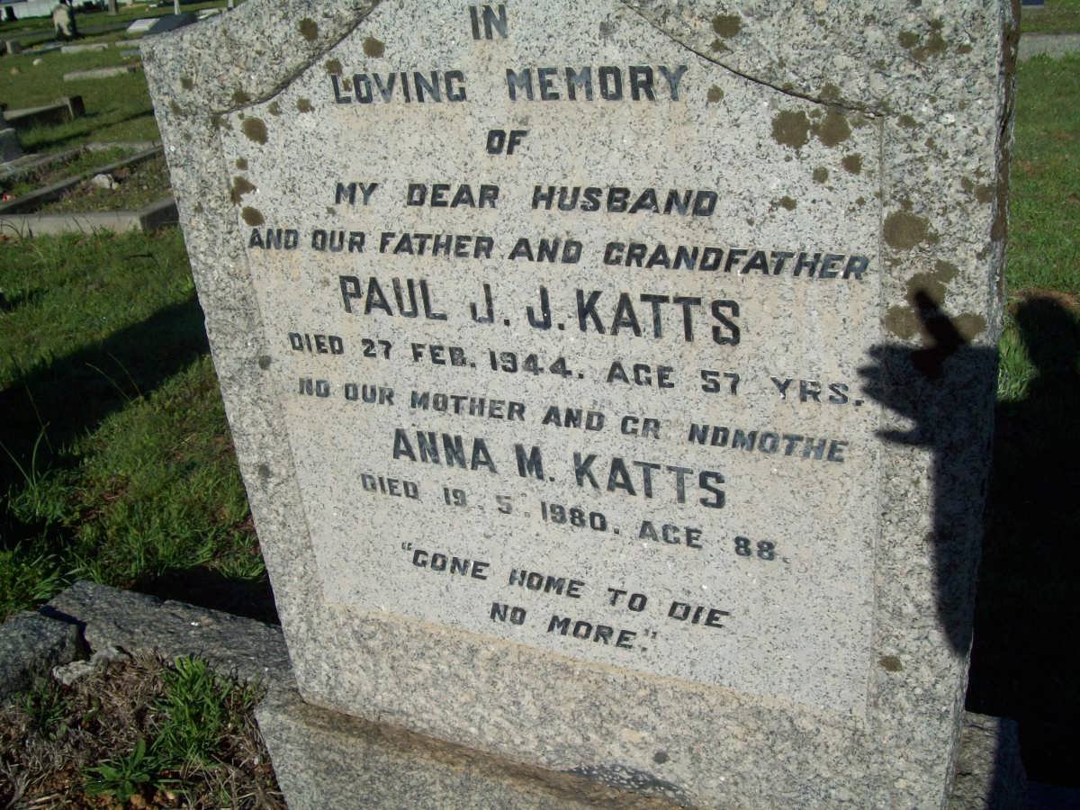 KATTS Paul J.J. -1944 &amp; Anna M.-1980