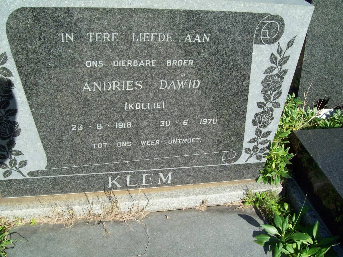 KLEM Andries Dawid 1916-1970