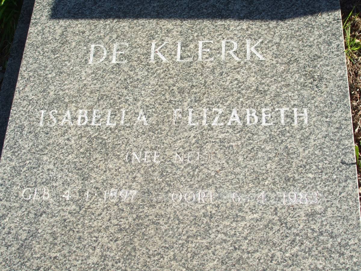 KLERK Isabella Elizabeth nee NEL 1897-1983