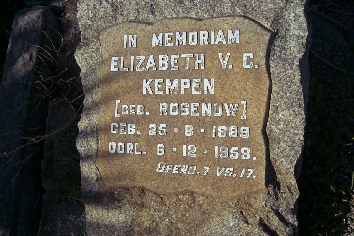 KEMPEN Elizabeth V.C. nee ROSENOW 1889-1958