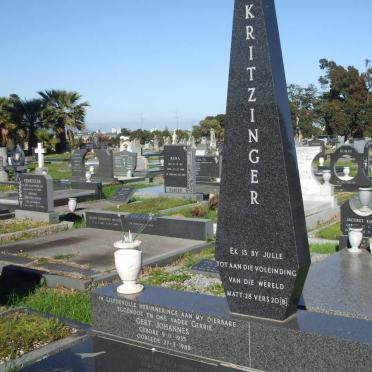 KRITZINGER Gert Johannes 1935-1989