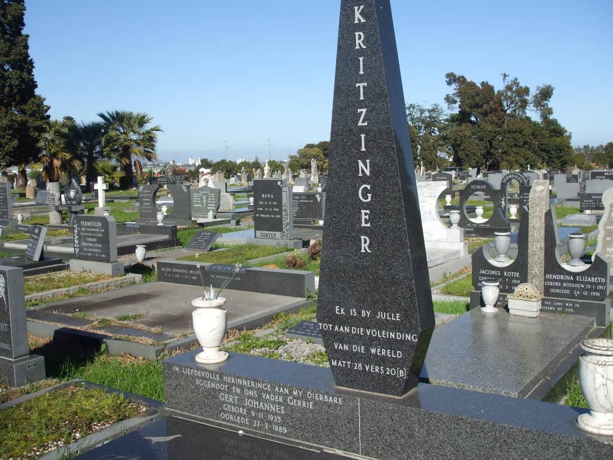 KRITZINGER Gert Johannes 1935-1989