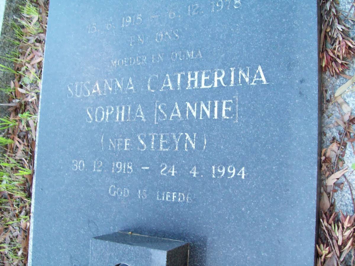KRUGER Susanna Catherina Sophia nee STEYN 1918-1994