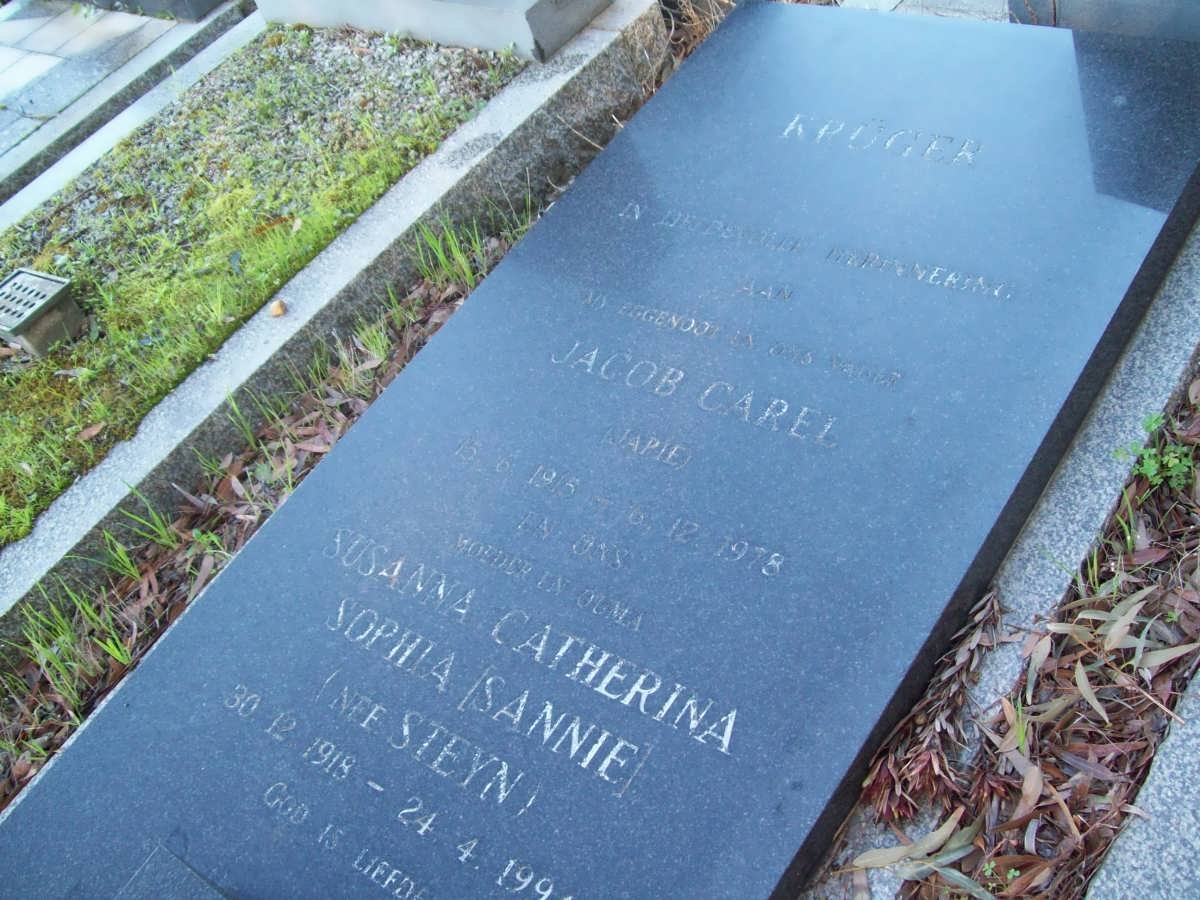 KRUGER Jacob Carel 1915-1978 &amp; Susanna Catherina Sophia STEYN 1918-1994