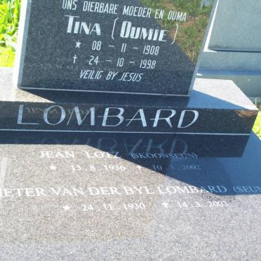 LOMBARD Tina 1908-1998 :: LOTZ Jean 1936-2002 :: LOMBARD Pieter Van der Byl 1930-2003
