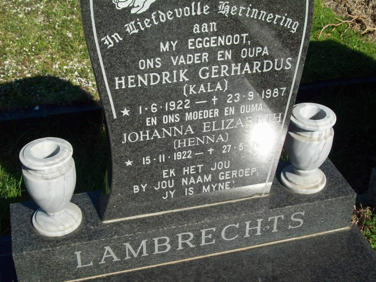 LAMBRECHTS Hendrik Gerhardus 1922-1987 &amp; Johanna Elizabeth 1922-19?