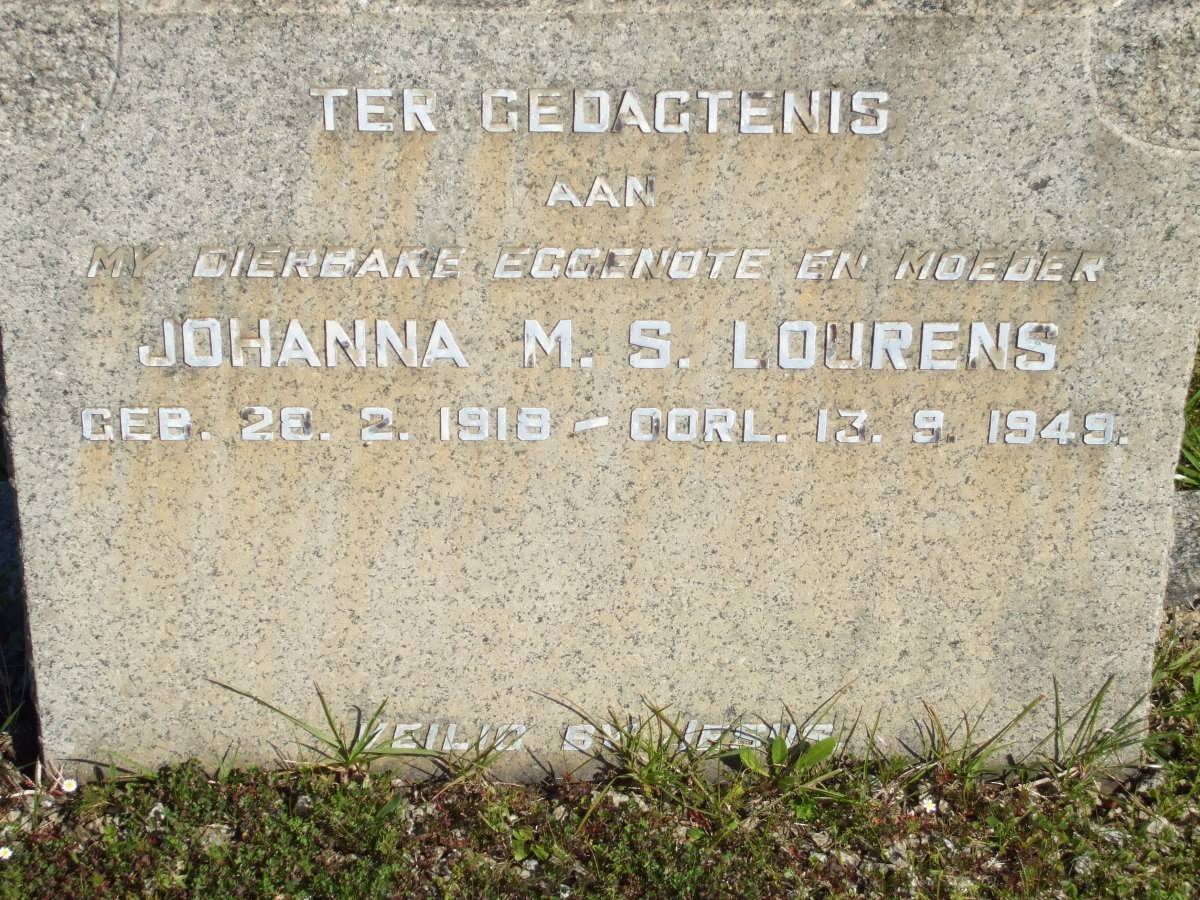 LOURENS Johanna M.S. 1918-1949