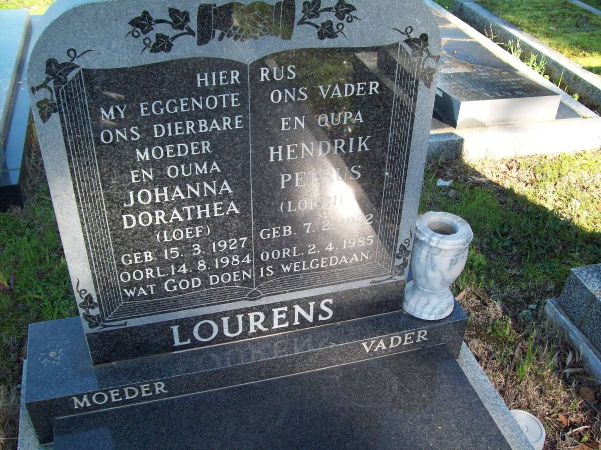 LOURENS Hendrik Petrus 1922-1985 &amp; Johanna Dorathea LOEF 1927-1984