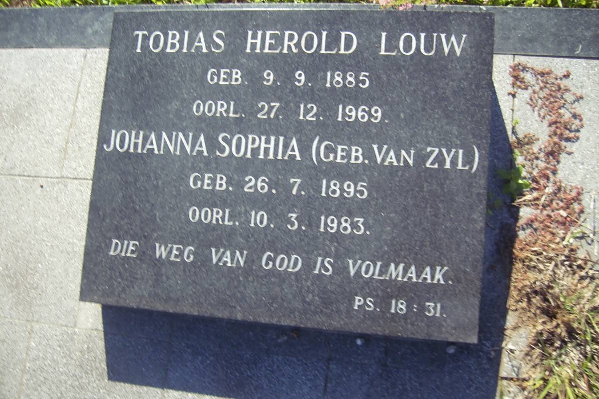 LOUW Tobias Herold 1885-1969 &amp; Johanna Sophia VAN ZYL 1895-1983