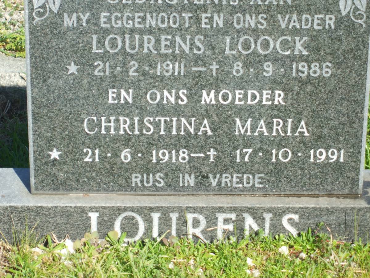 LOURENS Lourens Loock 1911-1986 &amp; Christina Maria 1918-1991