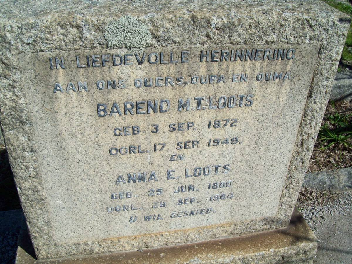 LOOTS Barend 1872-1949 &amp; Anna E. 1880-1964