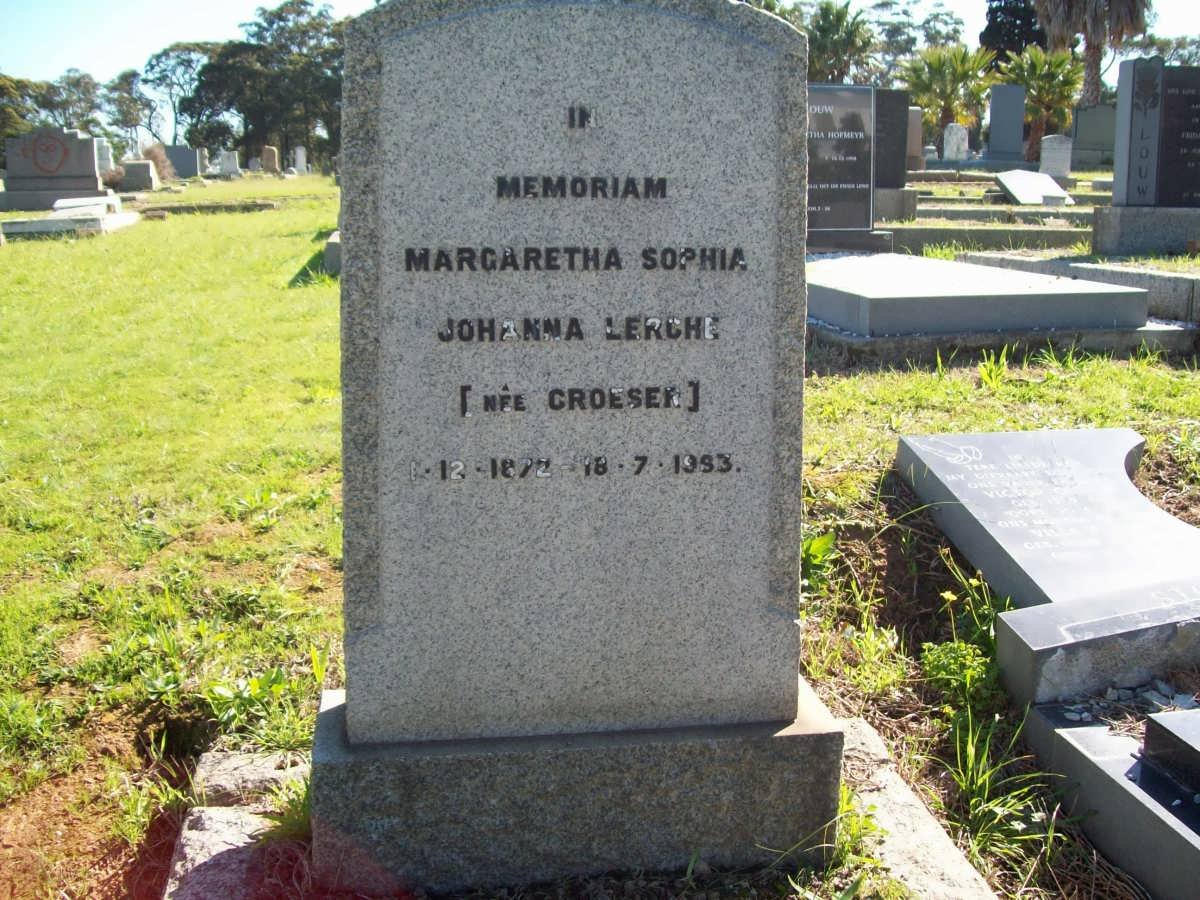 LERCHE Margaretha Sophia Johanna nee CROESER 1872-1953