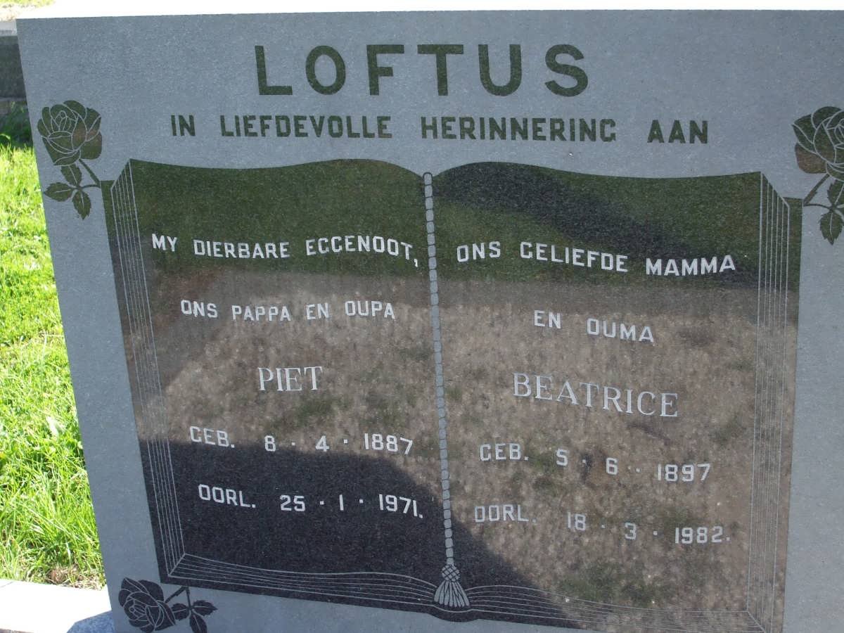 LOFTUS Piet 1887-1971 &amp; Beatrice 1897-1982