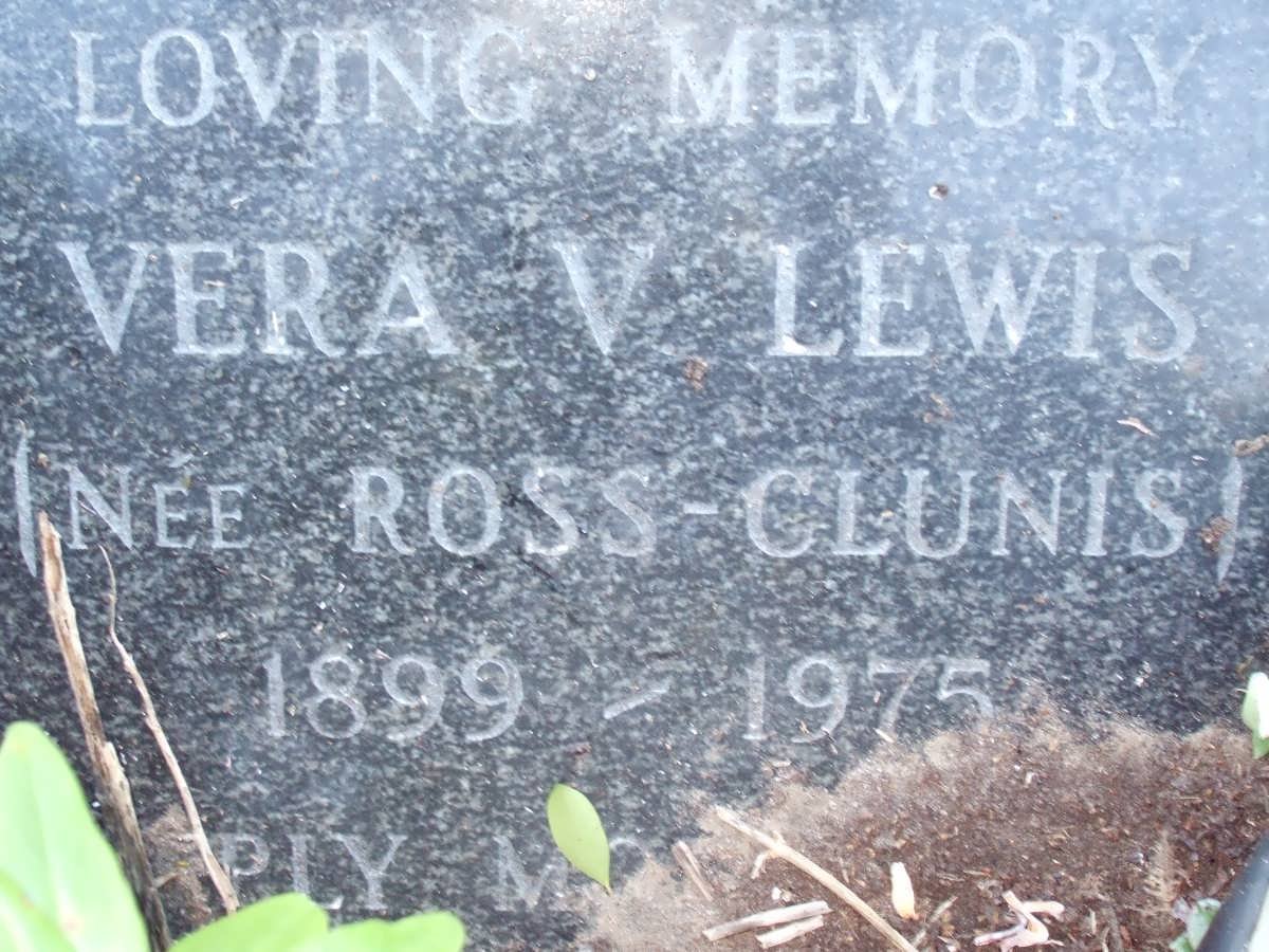 LEWIS Vera V. nee ROSS-GLUNIS 1899-1975