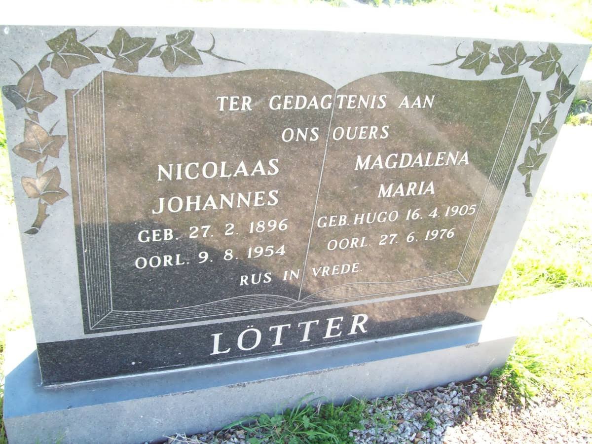 LOTTER Nicolaas Johannes 1896-1954 &amp; Magdalena Maria HUGO 1905-1976