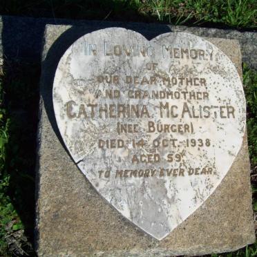 McALISTER Catherina nee BURGER -1938