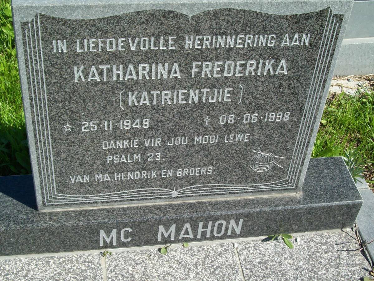 McMAHON Katharina Frederika 1949-1998