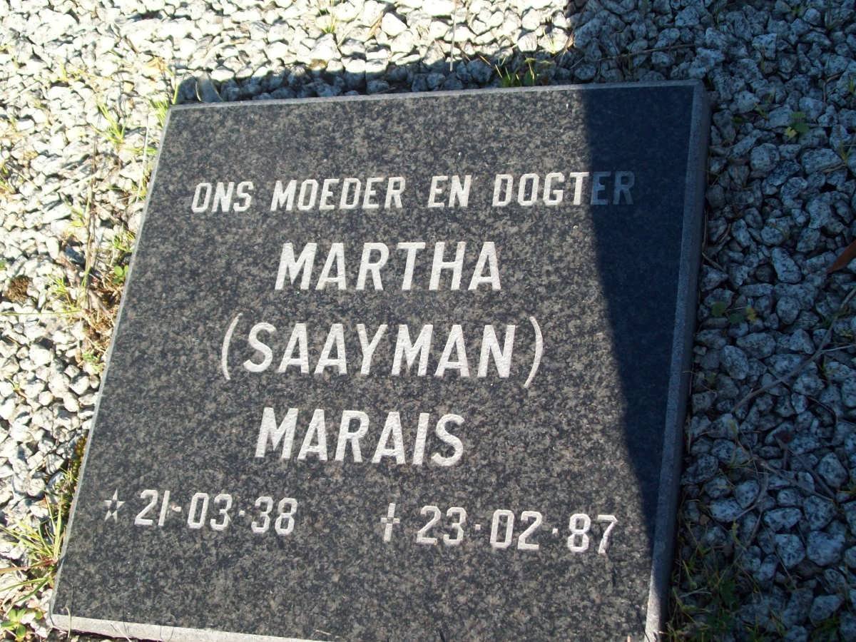 MARAIS Martha nee SAAYMAN 1938-1987
