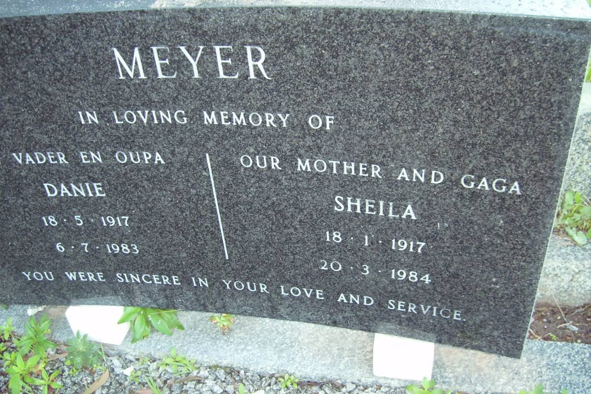 MEYER Danie 1917-1983 &amp; Sheila 1917-1984