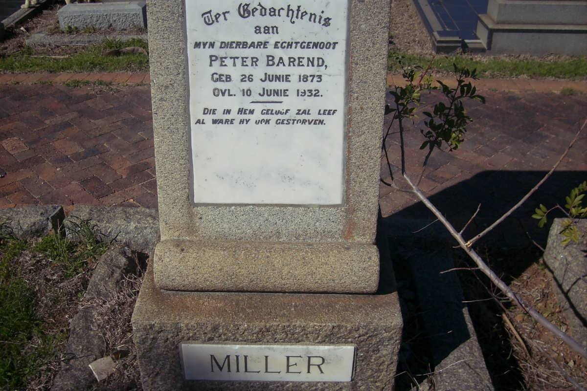 MILLER Peter Barend 1873-1932