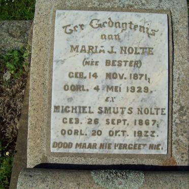 NOLTE Michiel Smuts 1867-1977 &amp; Maria J. BESTER 1871-1929