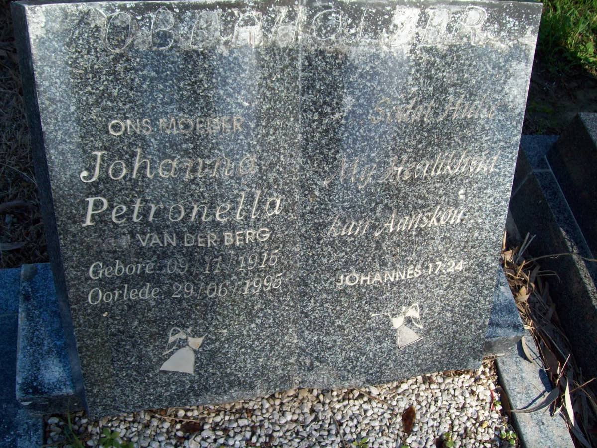OBERHOLSER Johanna Petronella nee VAN DER BERG 1915-1995