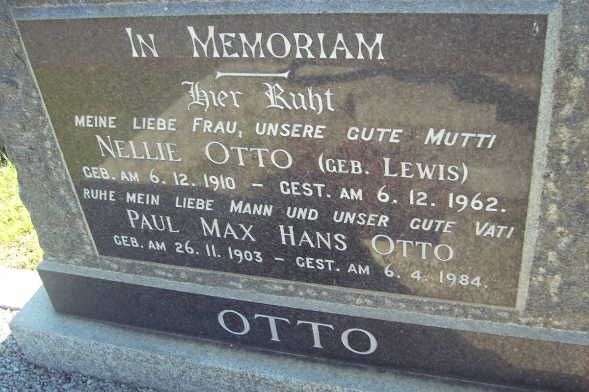 OTTO Paul Max Hans 1903-198 &amp; Nellie LEWIS 1910-1962