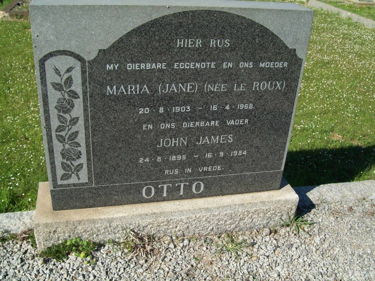 OTTO John James 1895-1984 &amp; Maria LE ROUX 1903-1968