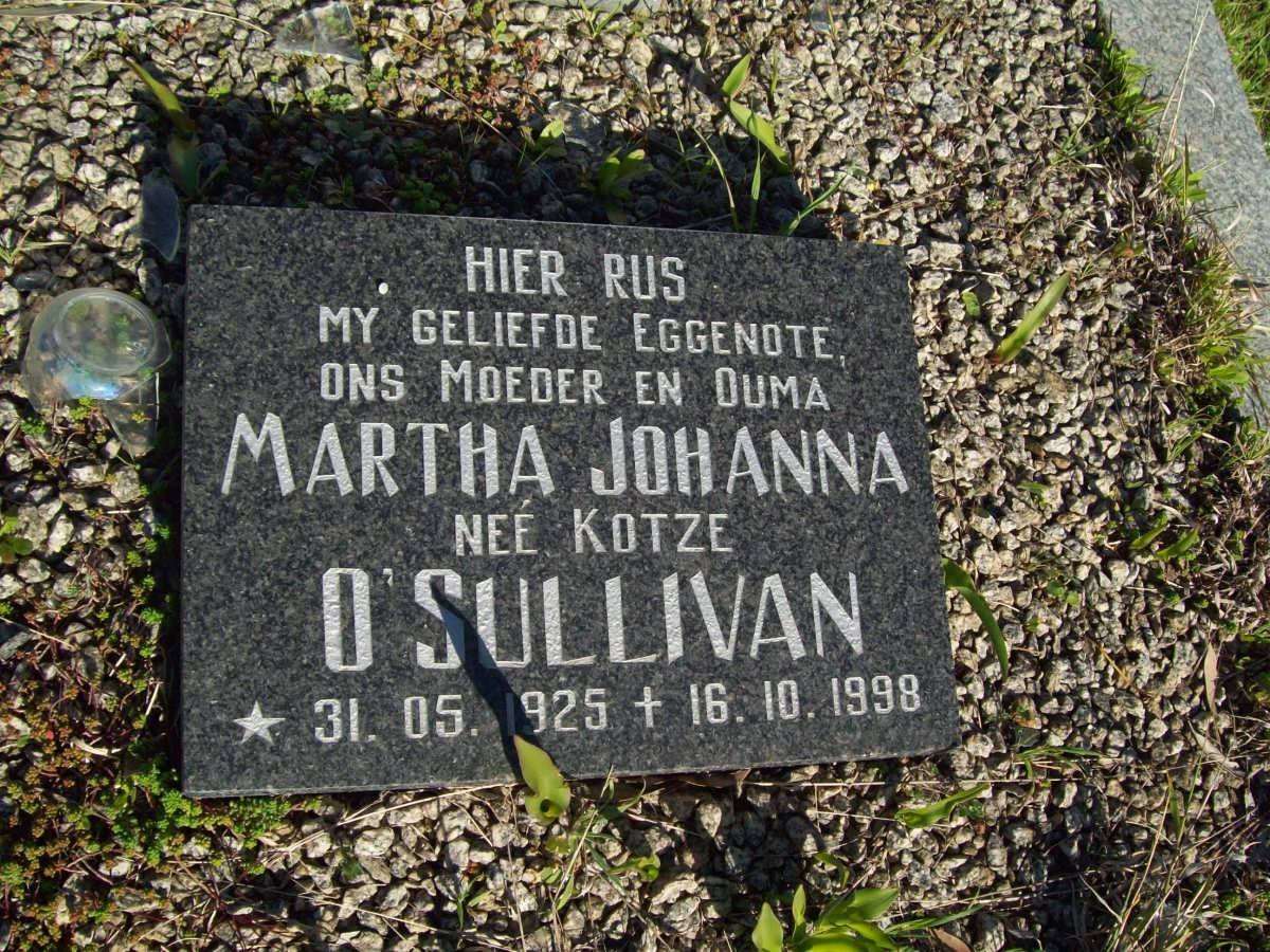 O'SULLIVAN Martha Johanna nee KOTZE 1925-1998