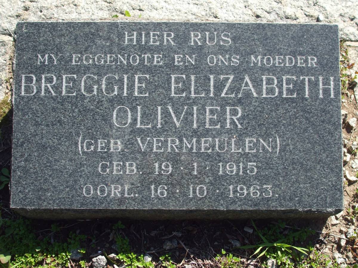 OLIVIER Breggie Elizabeth nee VERMEULEN 1915-1963