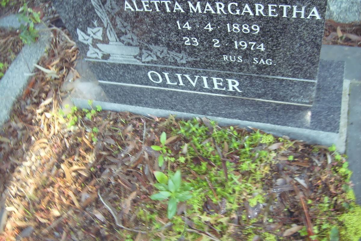 OLIVIER Aletta Margaretha 1889-1974