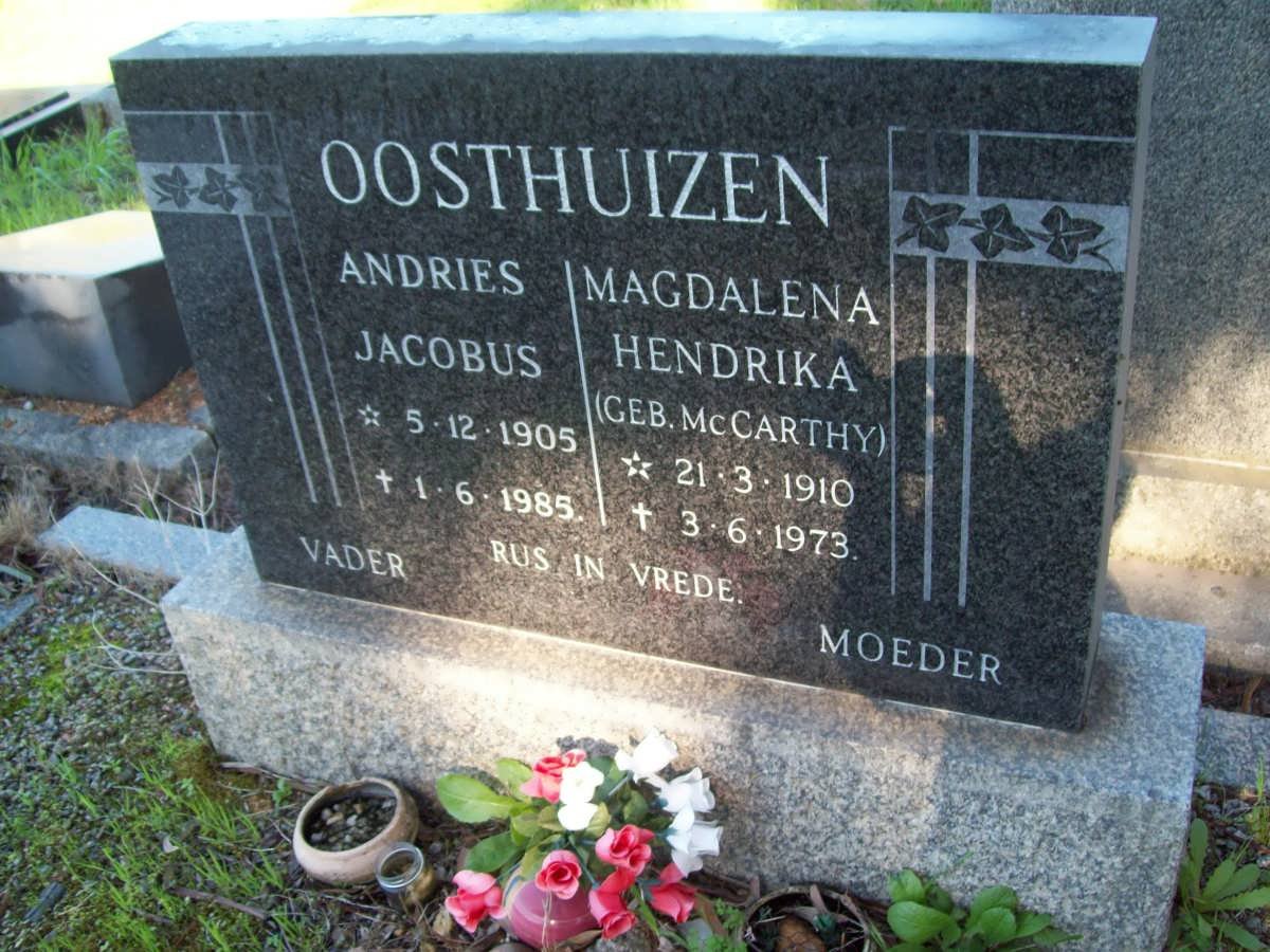 OOSTHUIZEN Andries Jacobus 1905-1985 &amp; Magdalena Hendrika McCARTHY 1910-1973