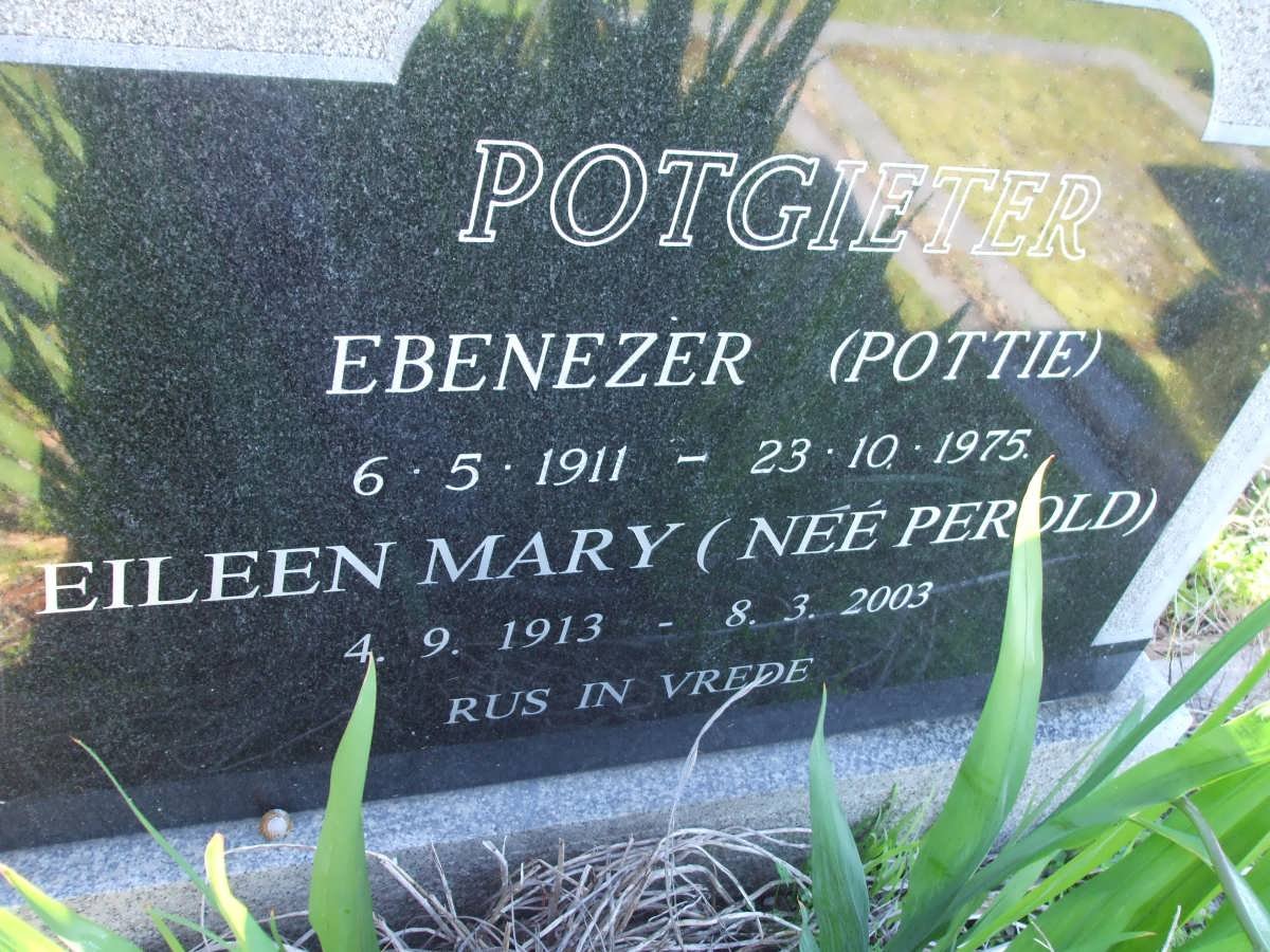 POTGIETER Ebenezer 1911-1975 &amp; Eileen Mary PEROLD 1913-2003