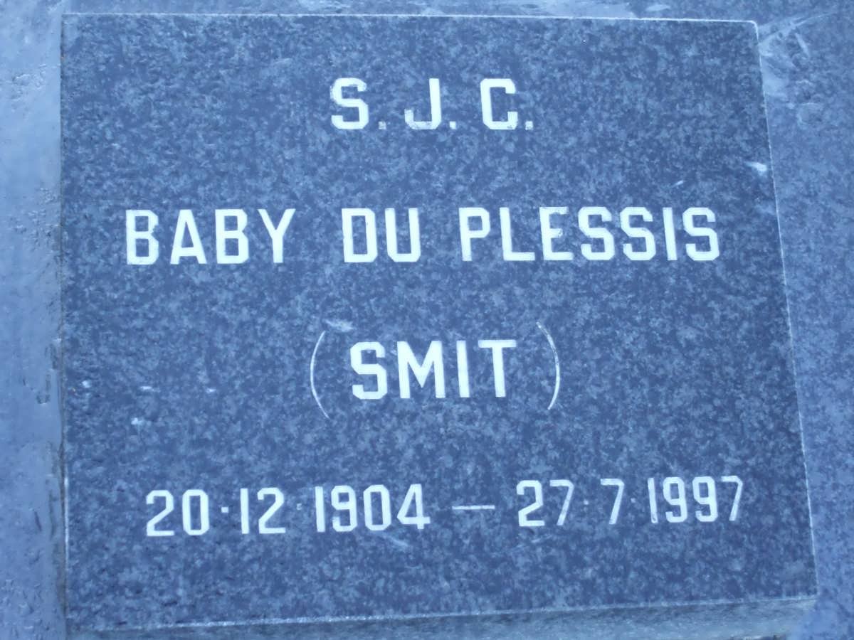 PLESSIS S.J.C., du nee SMIT 1904-1997