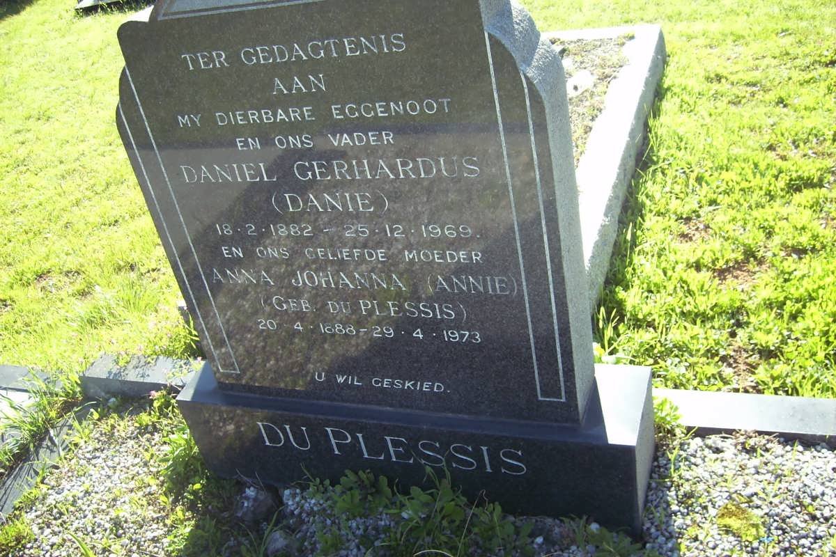 PLESSIS Daniel Gerhardus, du 1882-1969 &amp; Anna Johanna DU PLESSIS 1888-1973