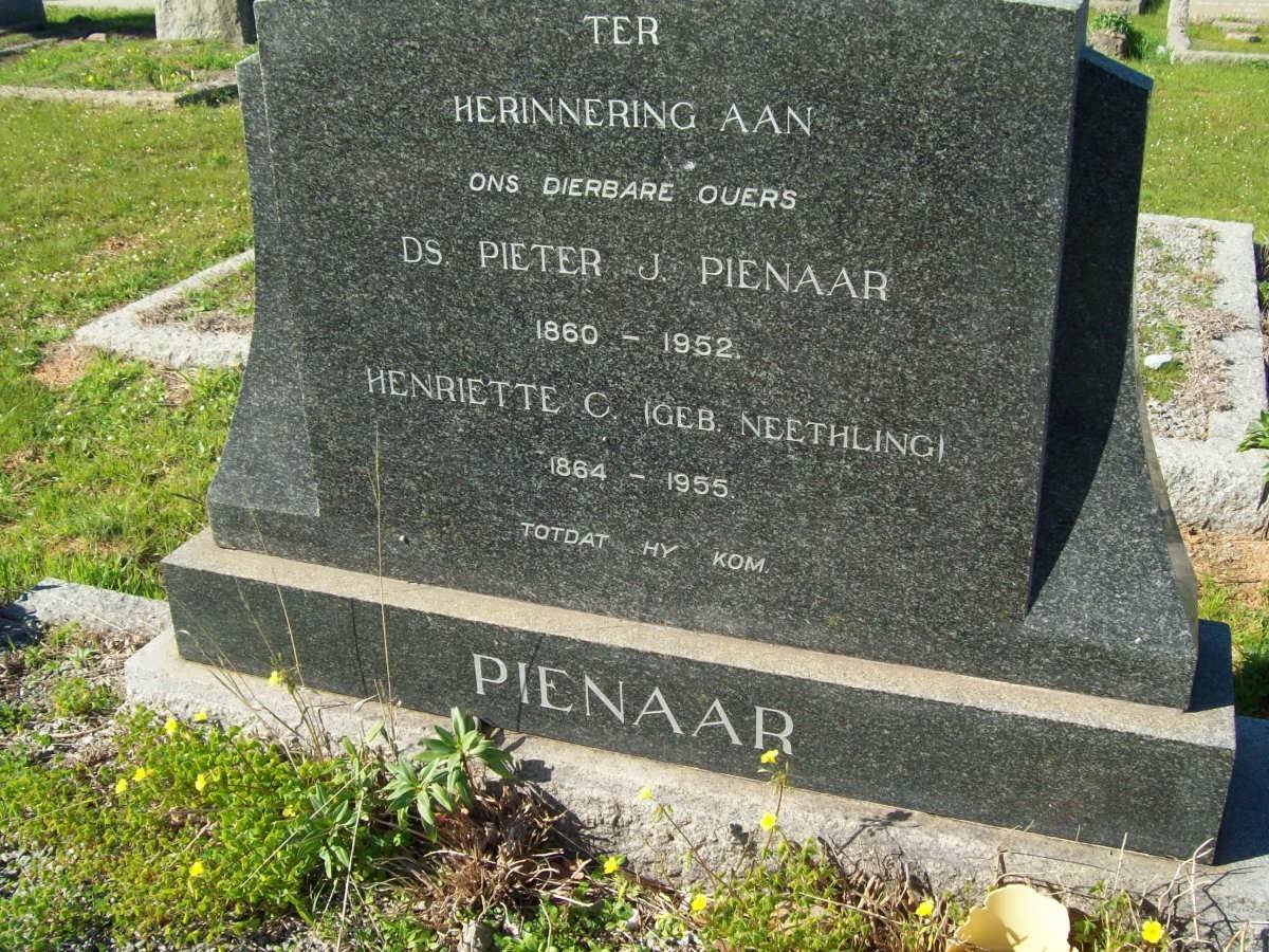 PIENAAR Pieter J. 1860-1952 &amp; Henriette C. NEETHLING 1864-1955