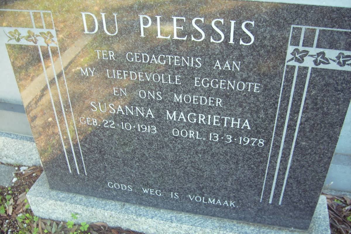 PLESSIS Susanna Magrietha, du 1913-1978