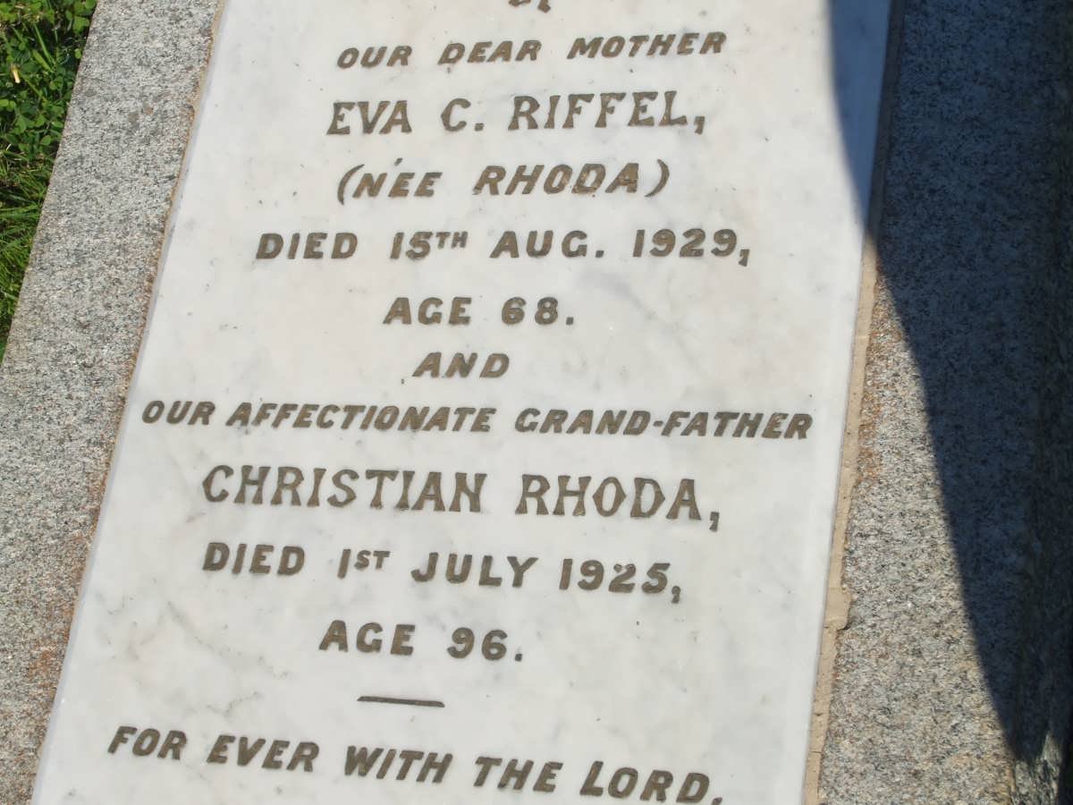 RHODA Christian -1925 :: RIFFEL  Eva C. nee RHODA -1929