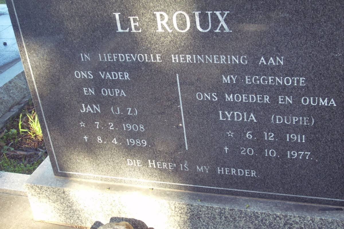 ROUX J.Z., le 1908-1989 &amp; Lydia 1911-1977