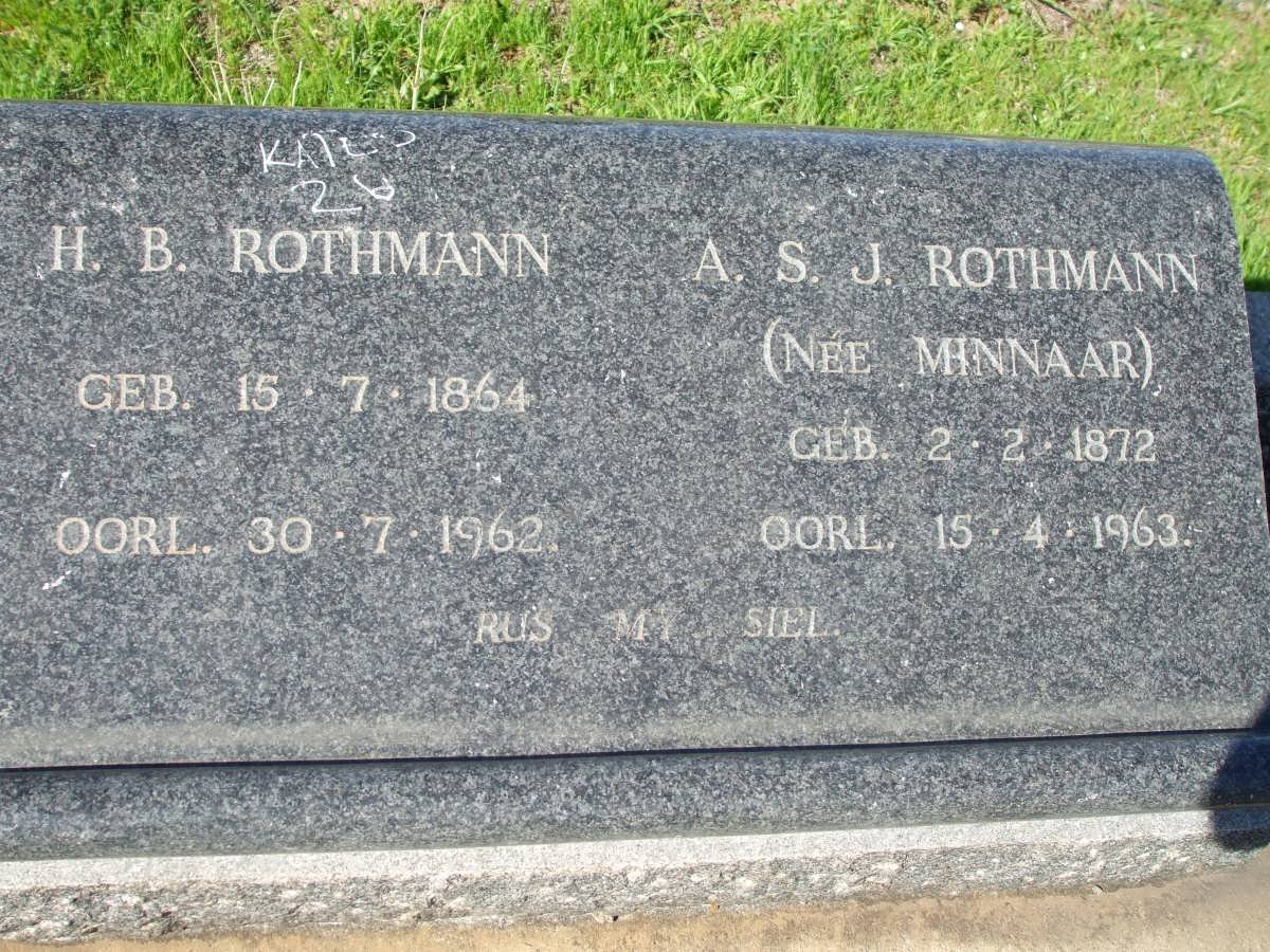 ROTHMANN H.B. 1864-1962 &amp; A.S.J. MINNAAR 1872-1963
