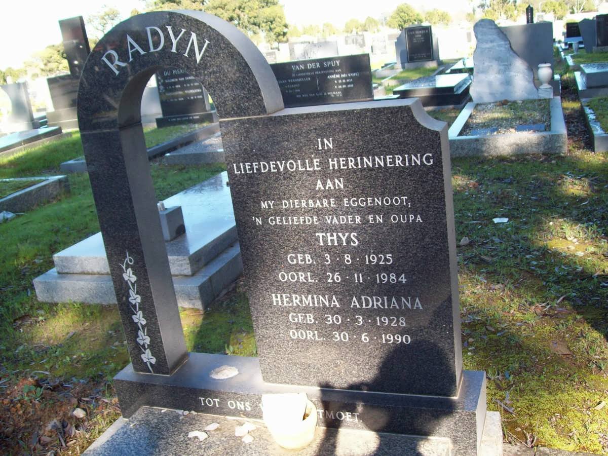 RADYN Thys 1925-1984 &amp; Hermina Adriana 1928-1990
