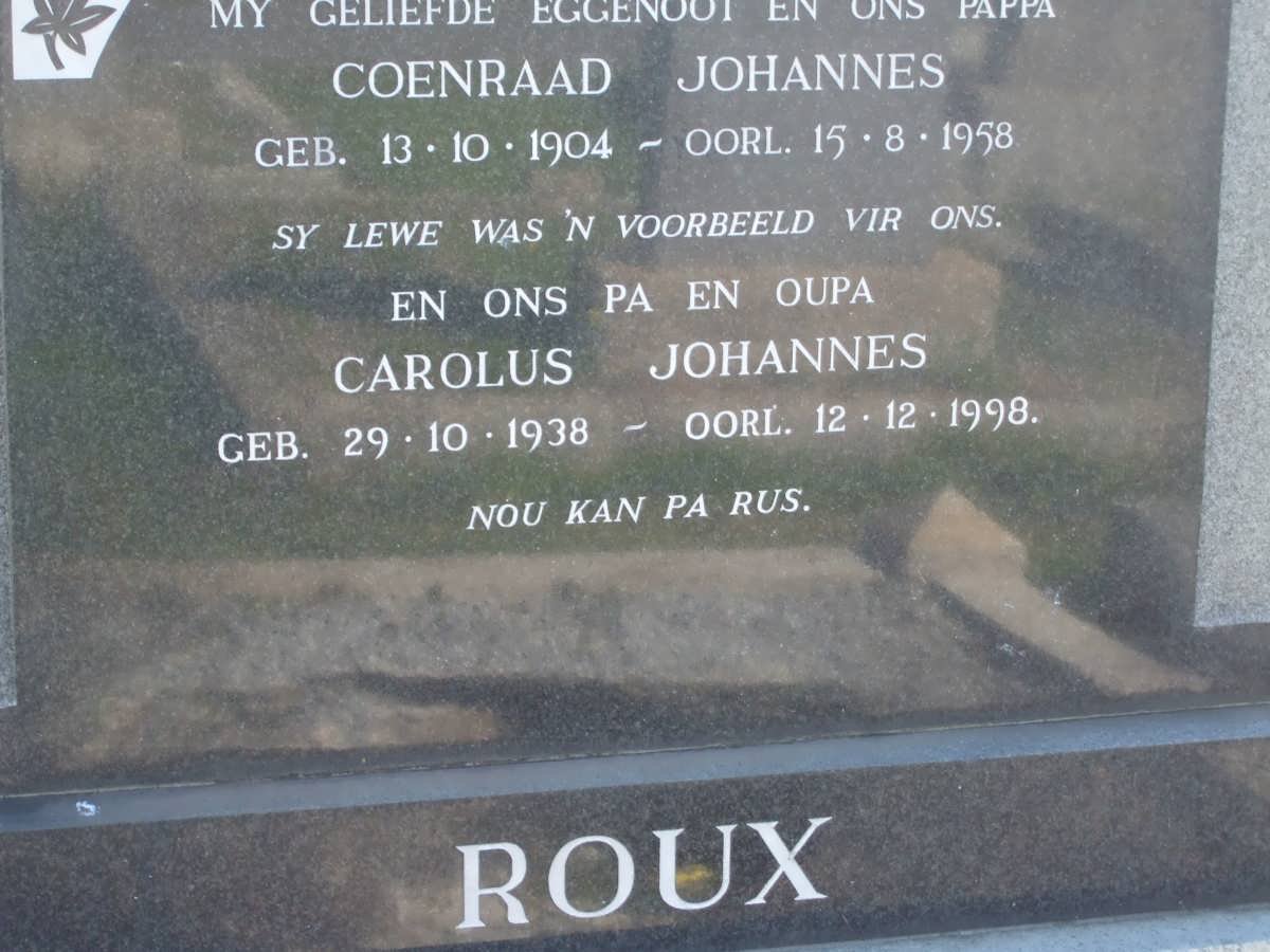 ROUX Coenraad Johannes 1904-1958 :: ROUX Carolus Johannes 1938-1998