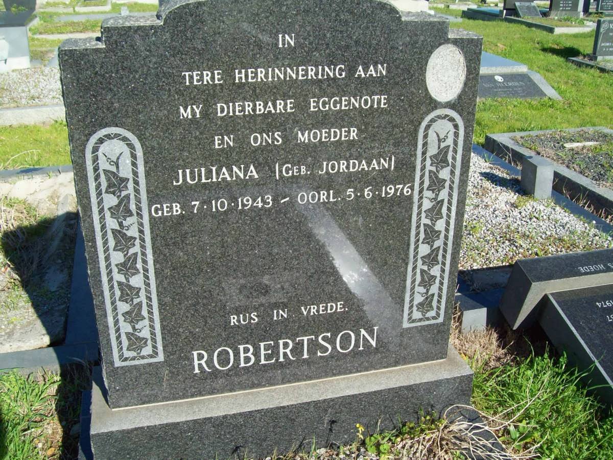 ROBERTSON Juliana nee JORDAAN 1943-1976