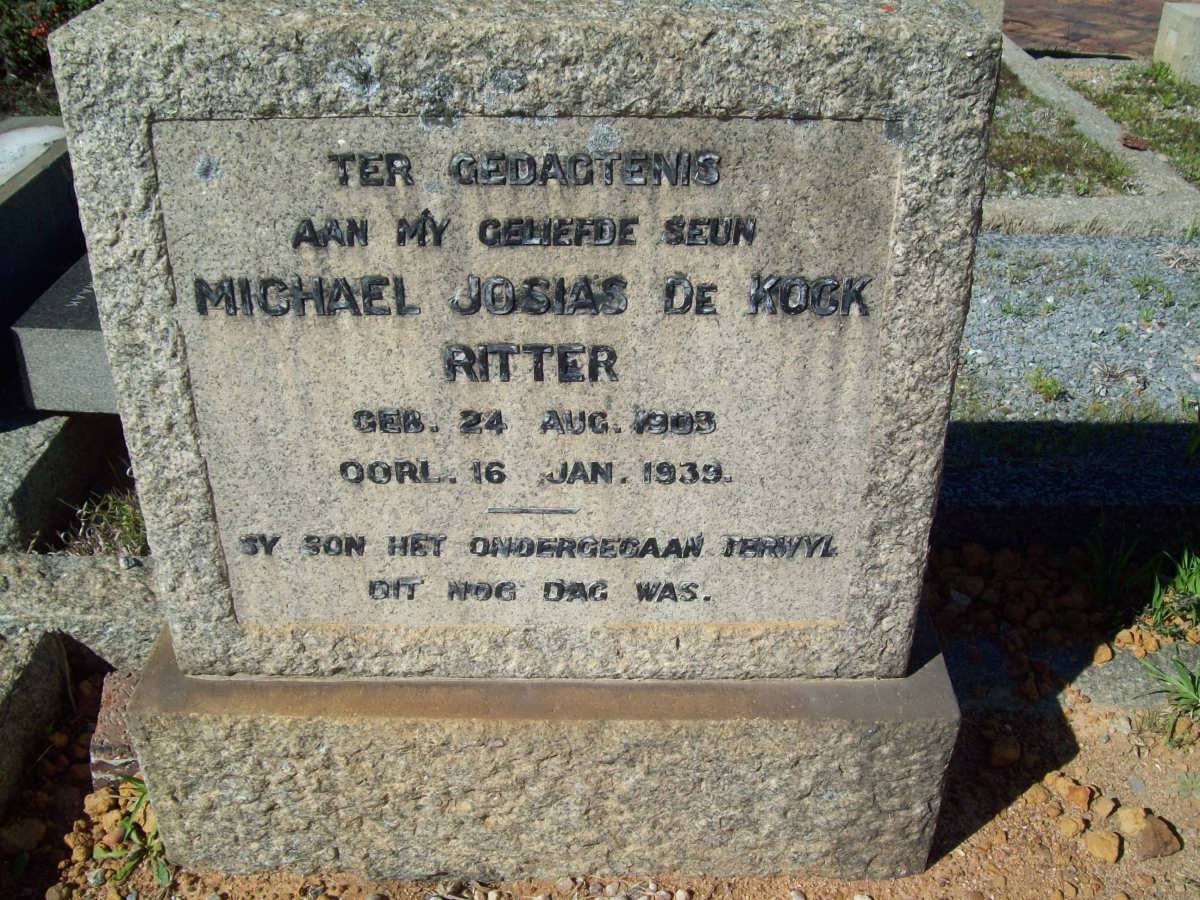 RITTER Michael Josias De Kock 1903-1939