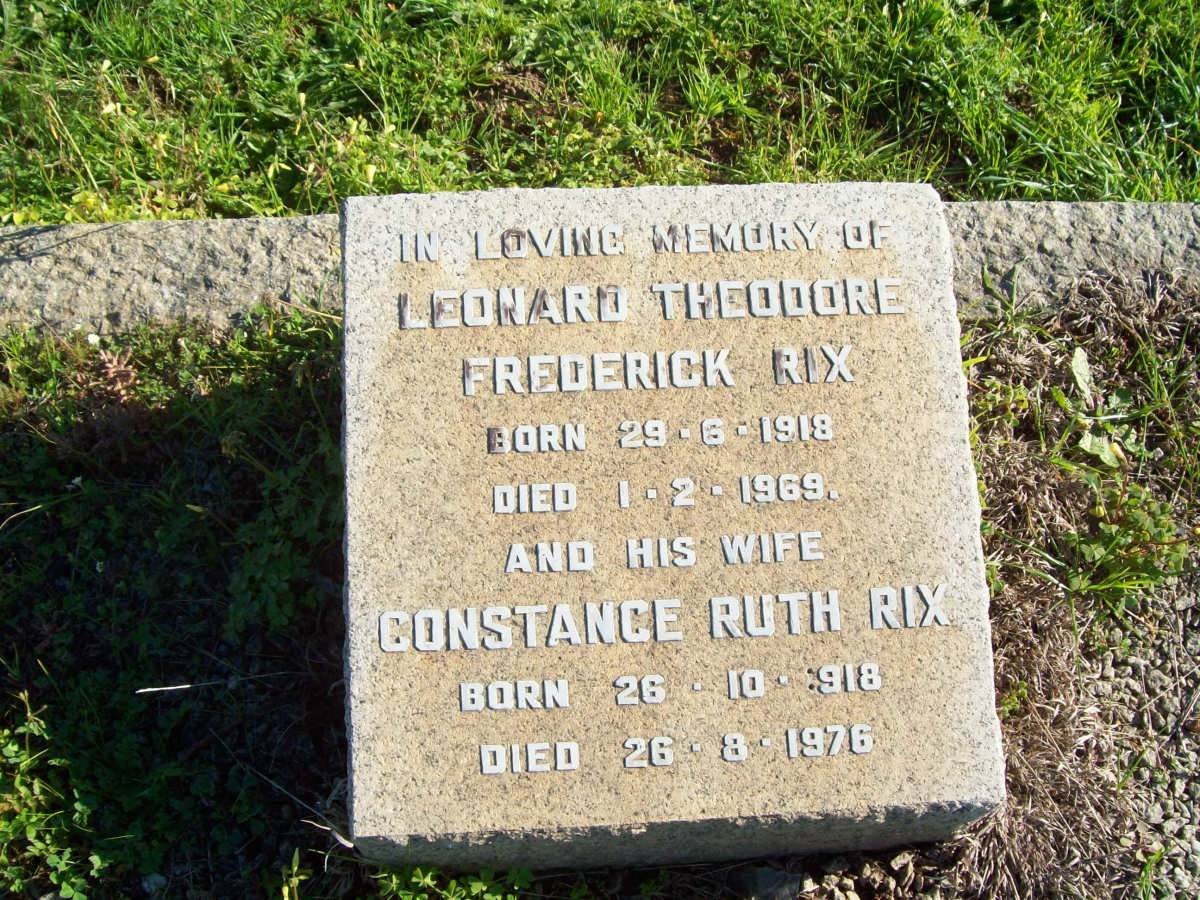RIX Leonard Theodore Frederick 1918-1969 &amp; Constance Ruth 1918-1976