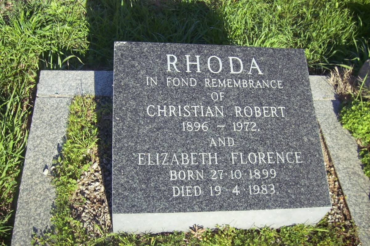 RHODA Christian Robert 1896-1972 &amp; Elizabeth Florence 1899-1983