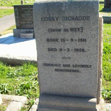 RICHARDS Conny nee DE WET 1911-1958